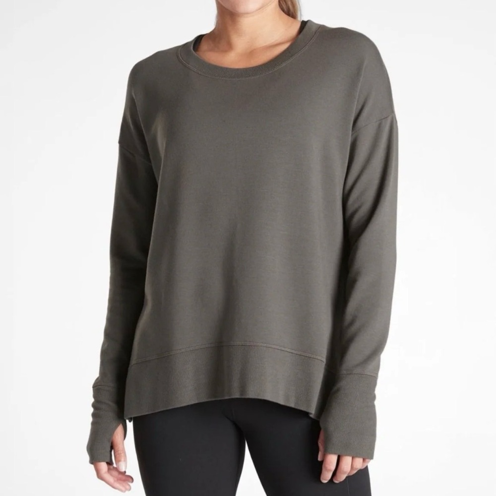 Athleta Coaster Luxe Sweatshirt Herb Olive Green